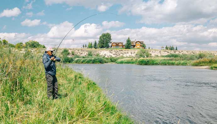 Man Fly Fishing River