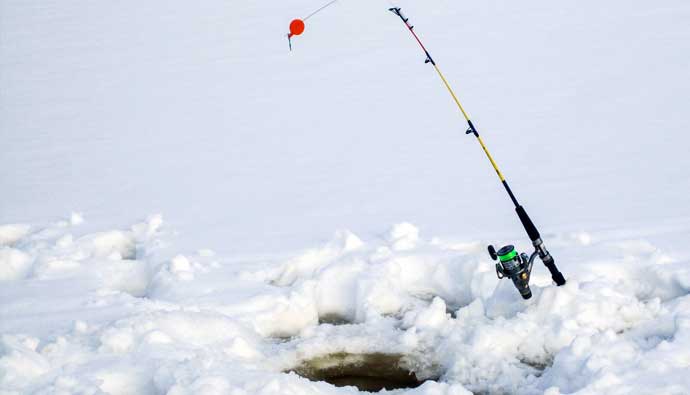 best ice fishing rod stuck in snow