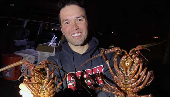jon stenstrom with spiny lobsters