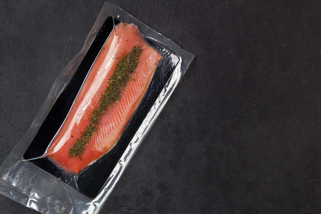 salmon in a vacuum bag